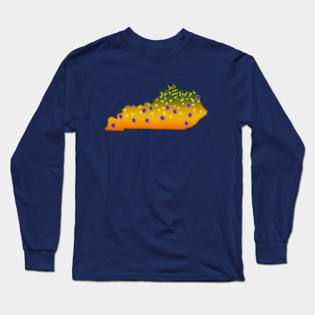 Brook Trout Fish Kentucky State Map Fishing Gifts Long Sleeve T-Shirt by TeeCreations